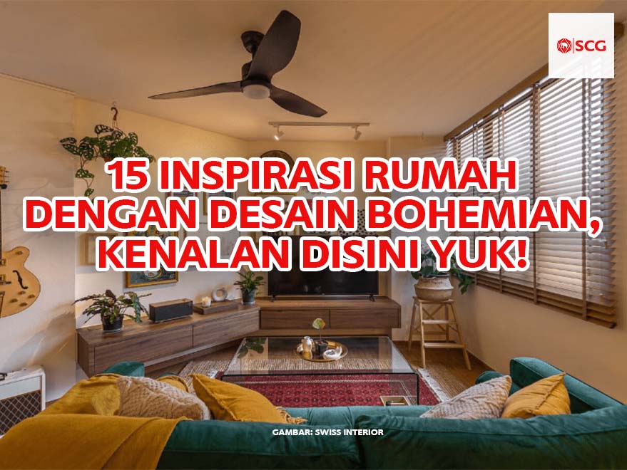 ruang keluarga dengan desain bohemian