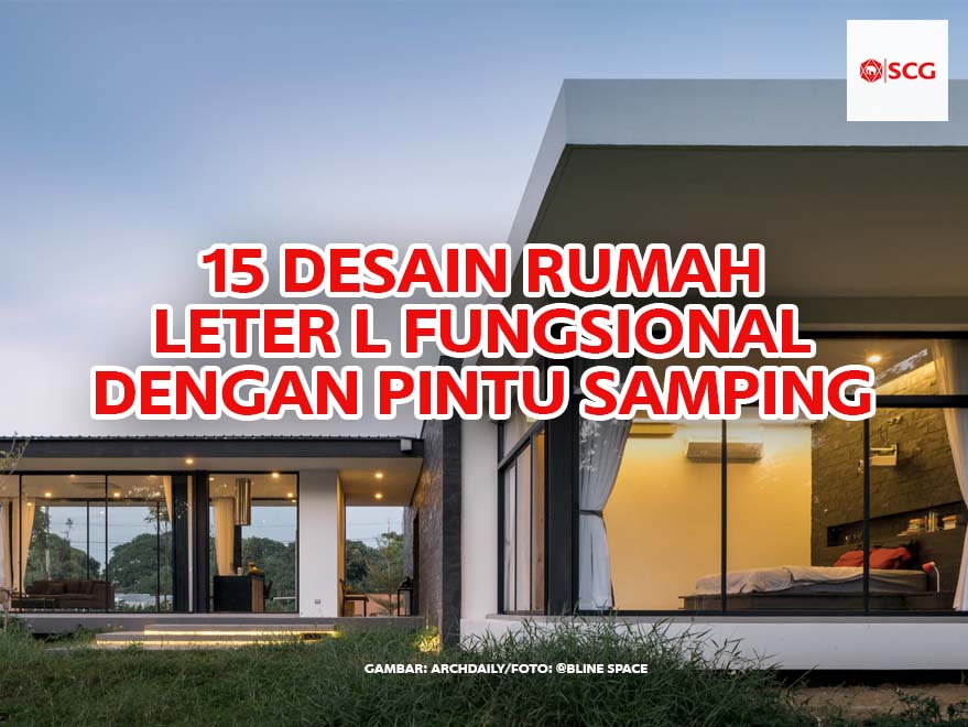 rumah leter L dengan kolam renang